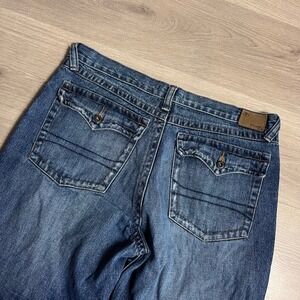 Y2K FLYP Jeans Mens Boot Cut Denim Blue Wash W36L30 Casual Baggy Relaxed Pants